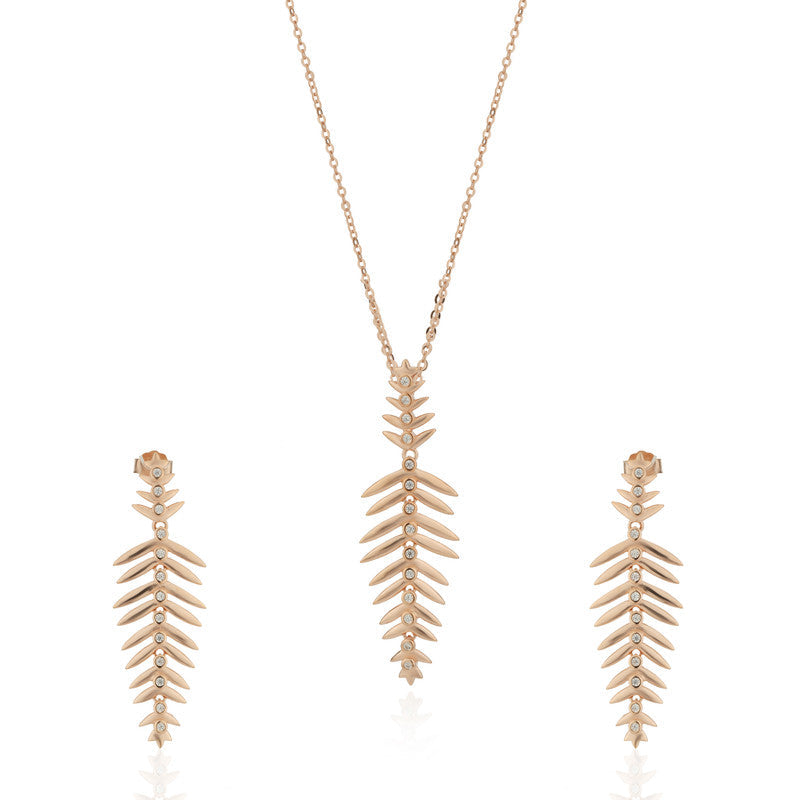 925 Silver Fern Pendant Set