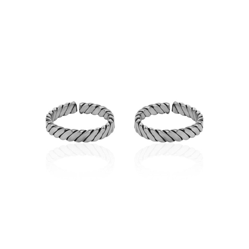 925 Silver Slanting Line Toe Ring