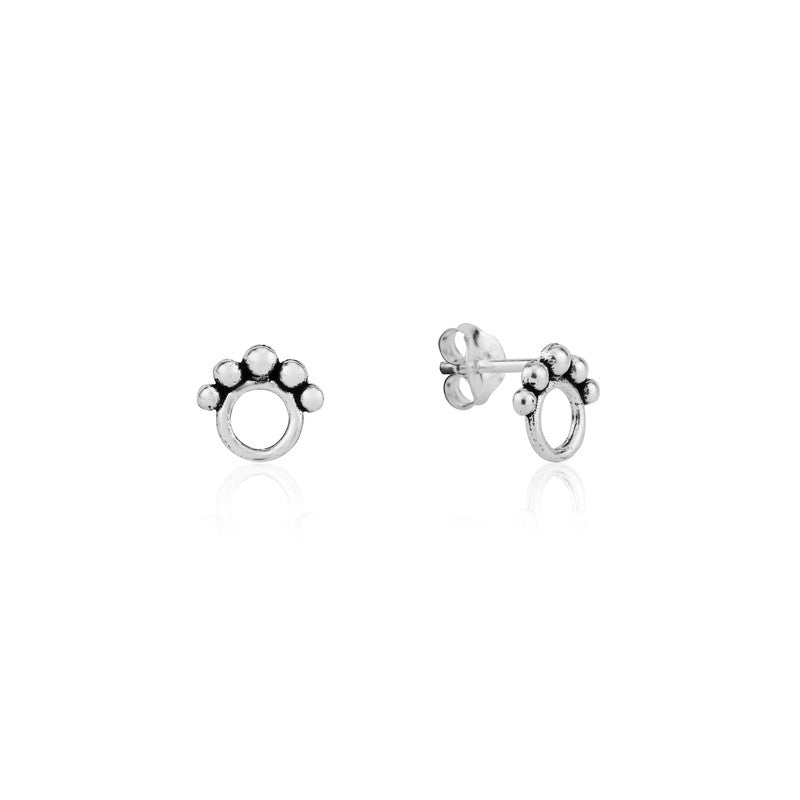 Sterling Silver Paw Print Stud Earrings