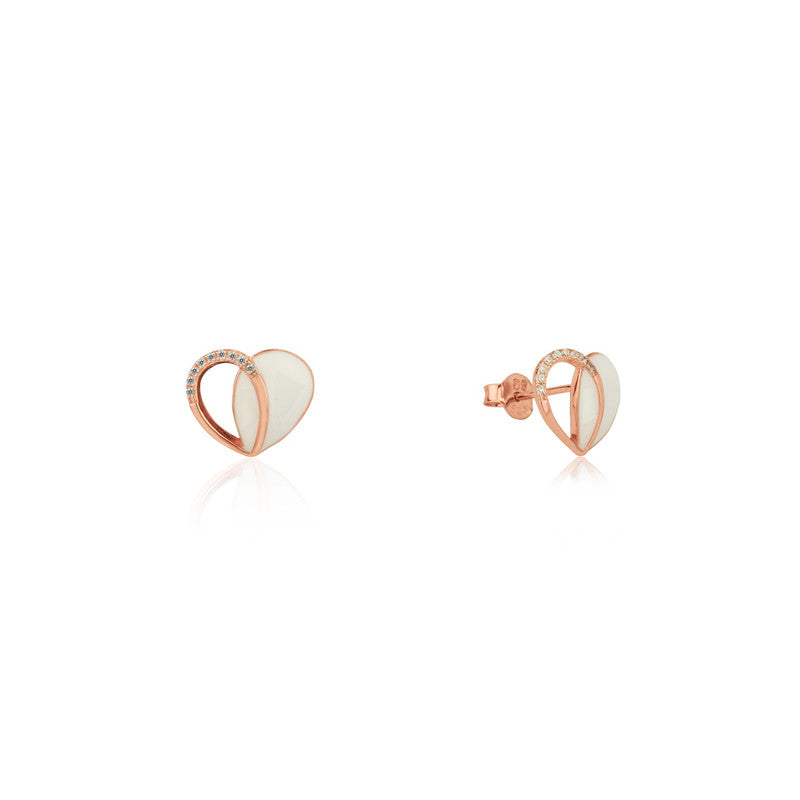 925 Silver Rose Gold Dimple Earrings