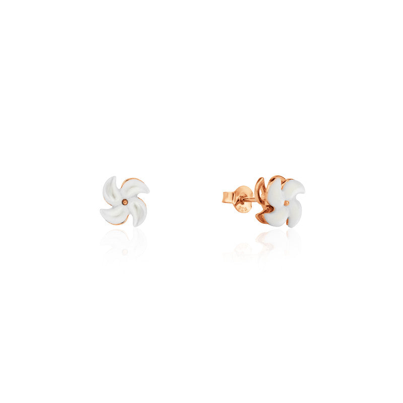 925 Silver Spinning Fan Rose Gold Earrings