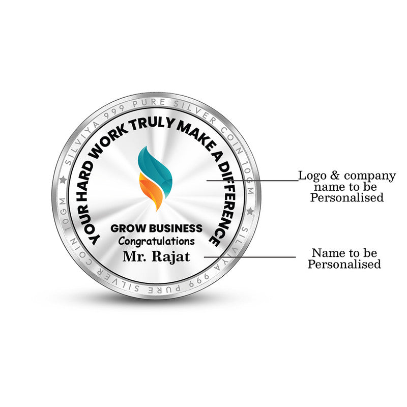 Backside view of round 999 pure silver coin with polished finish