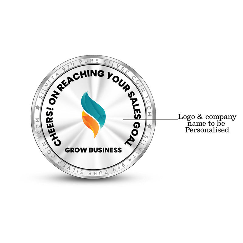 Backside view of round 999 pure silver coin with polished finish.