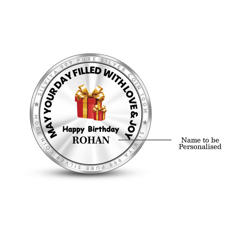 Backside view of round 999 pure silver coin with polished finish.