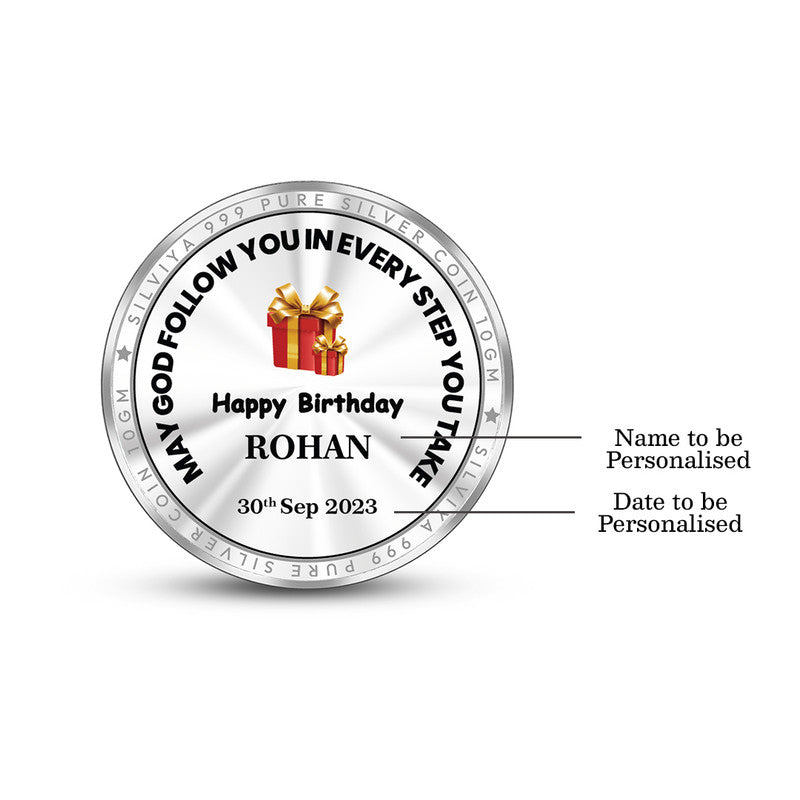Birthday Moments 999 Silver Coin Round Frame backside