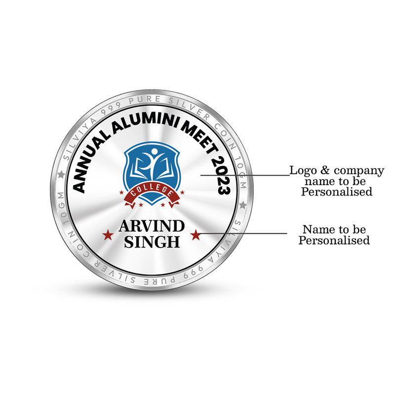 Backside view of round 999 pure silver coin with polished finish.