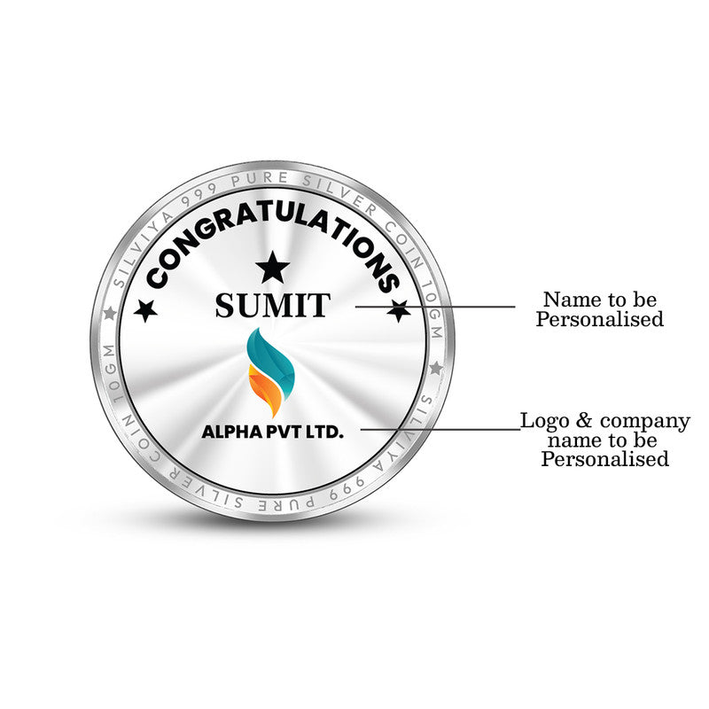 Backside view of round 999 pure silver coin with polished finish.