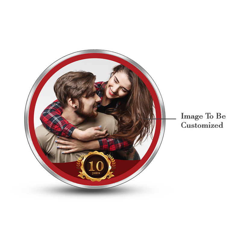 Custom 10th Anniversary Silver Coin – Personalized Couple Image Design (Round)