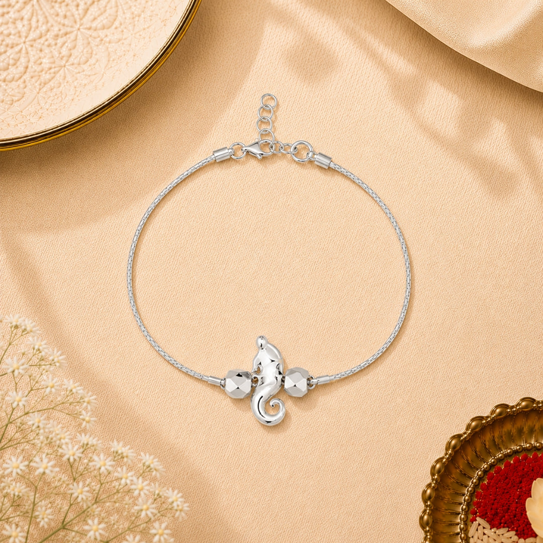 Silver Ganesha Rakhi For Kids