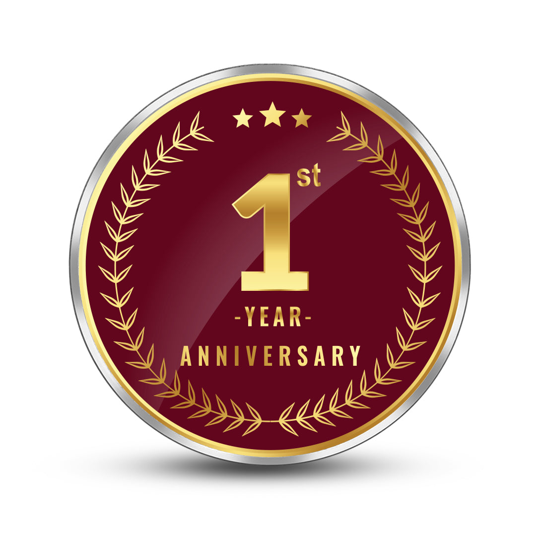 Custom 1st Anniversary Silver Coin – Front Design Close-Up (Round)