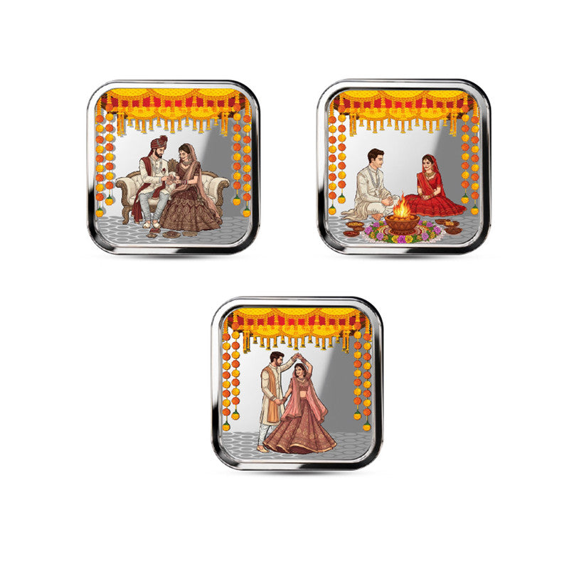 Happy Marriage 999 Pure Silver Coin Gift Box Set (3 Coins x 1 Gm Each)