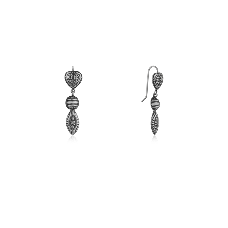 925 Silver Heart & Leaf Earrings