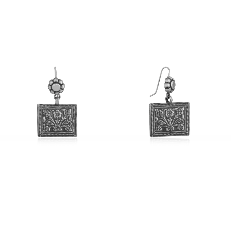925 Silver Square Drop Earrings
