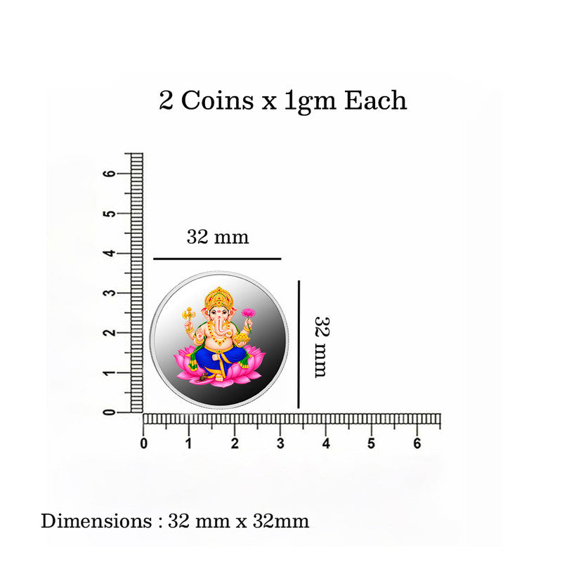 Lakshmi Ganesh 999 Pure Silver Coin Gift Box Set (2 Coins x 1 Gm Each)