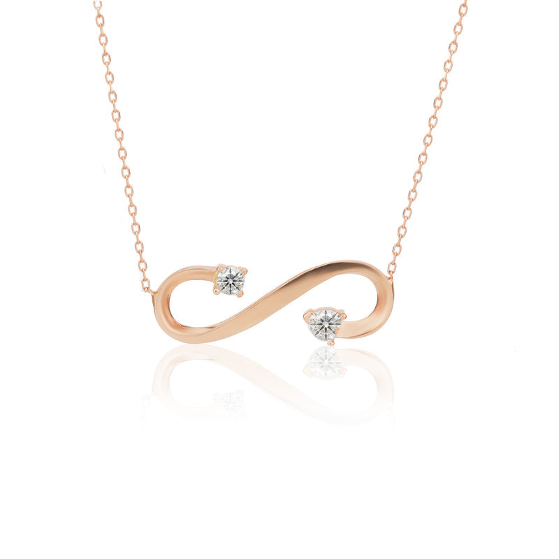 925 Silver Rose Gold Infinity Pendant Necklace Symbolic Jewelry