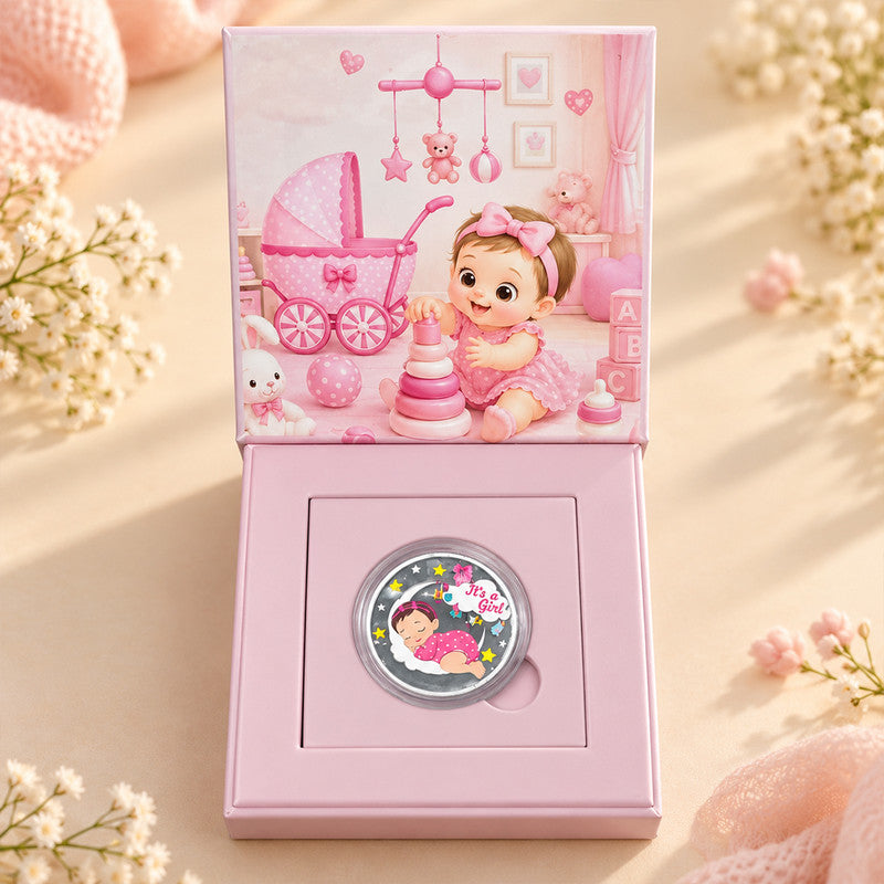 New Born It's a Girl 999 Pure Silver Coin With Gift Box