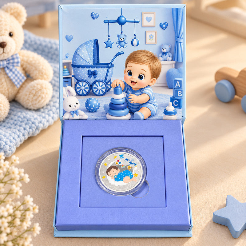 New Born It's a Boy 999 Pure Silver Coin With Gift Box