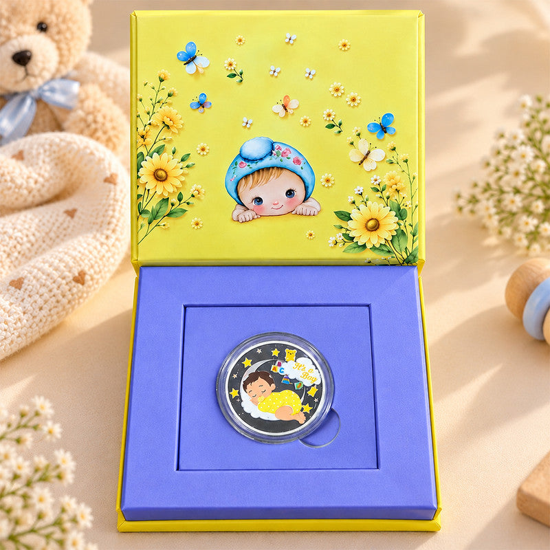 New Born Baby Boy 999 Pure Silver Coin With Gift Box