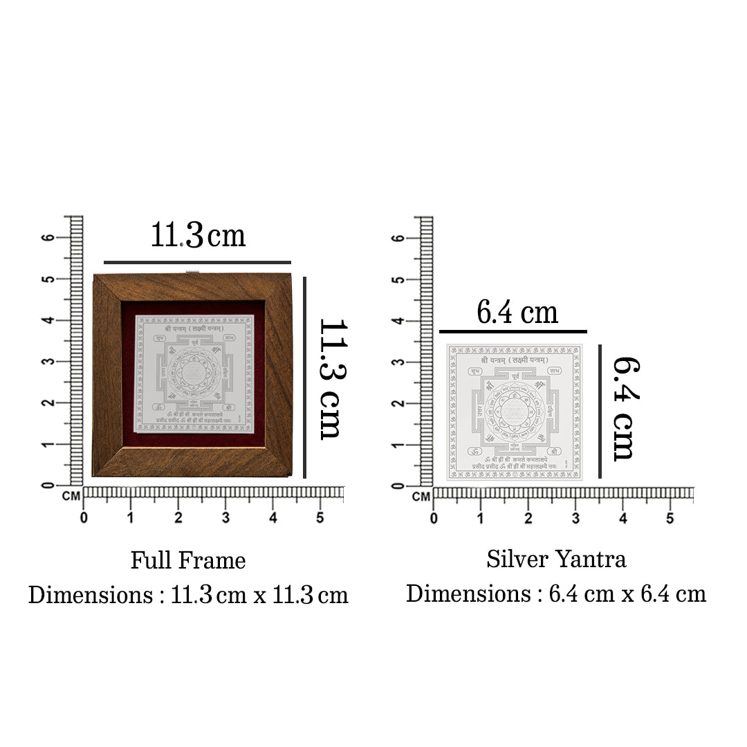 999 Pure Silver Lakshmi Shree Yantra With Wooden Frame