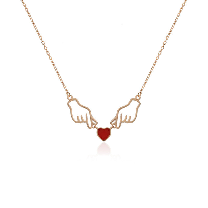 925 Silver Promise Necklace Rose Gold Jewelry for Her