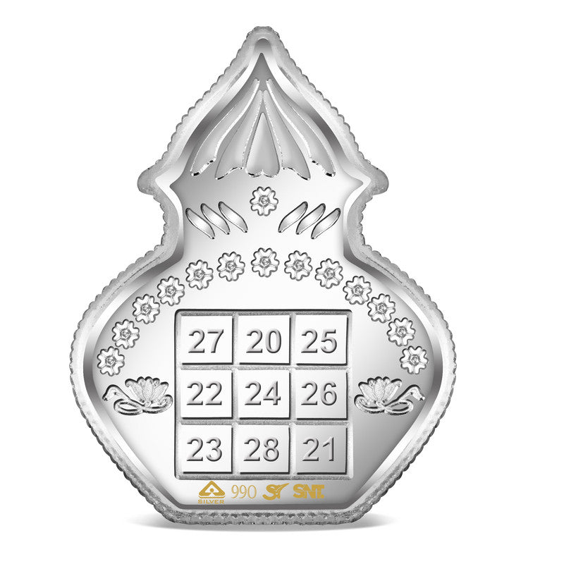 999 Pure Silver Kalash Lakshmi Ji Coin – Engraved Design backside