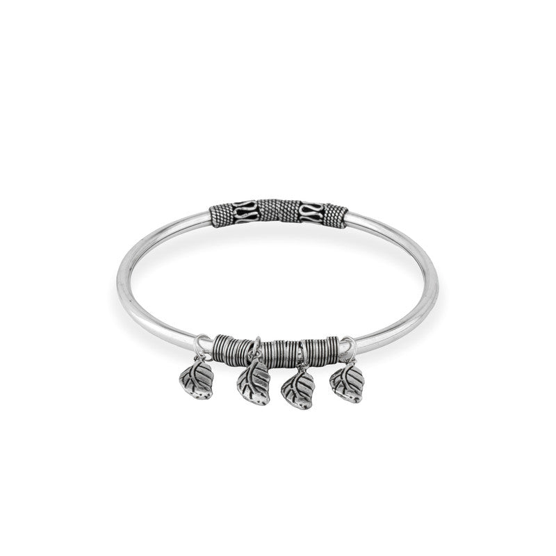 Oxidized Silver Leaves Charm Kada