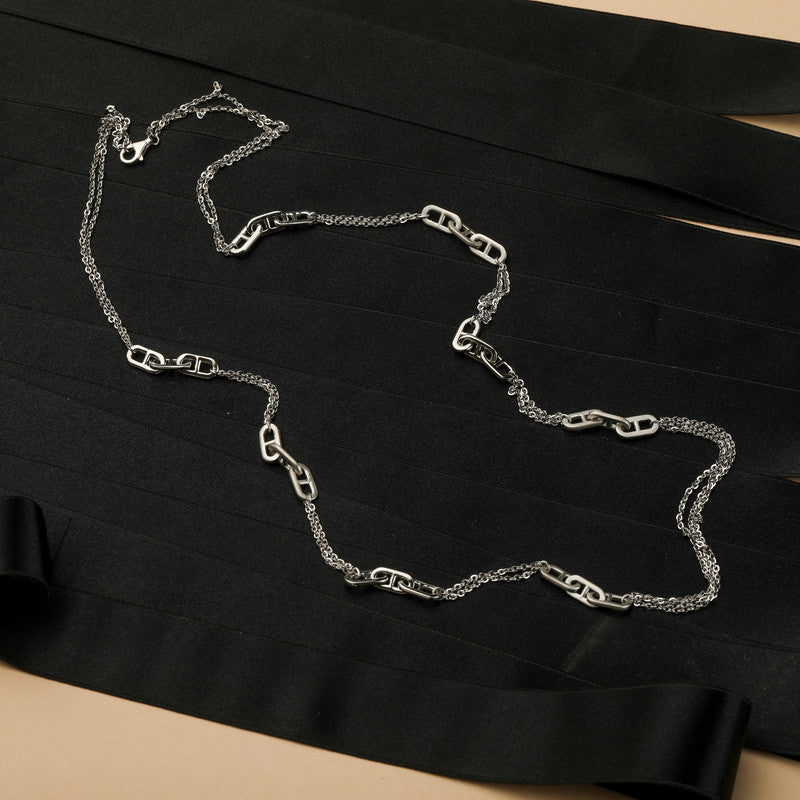 925 Silver Interlocking Cuboid Chain