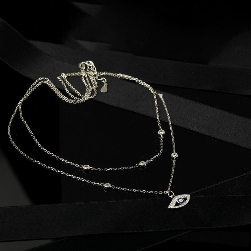 925 Silver Evil Eye layered Necklace