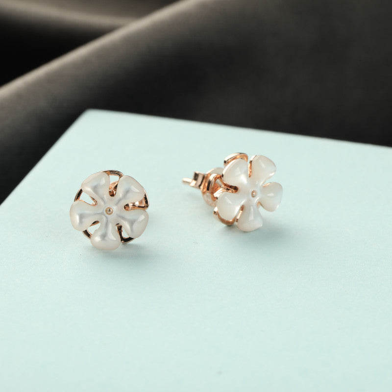 925 Silver Spinning Star Rose Gold Earrings