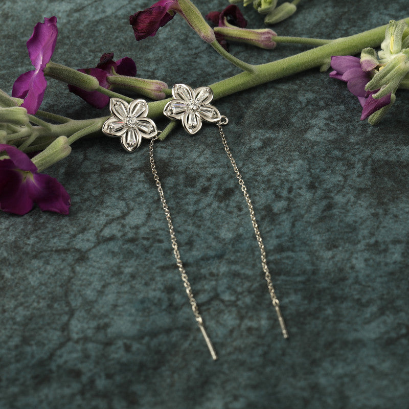925 Silver Sui Dhaga Floral Earrings