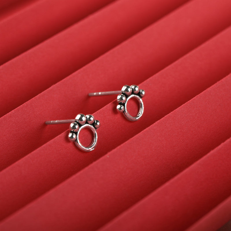 Sterling Silver Paw Print Stud Earrings