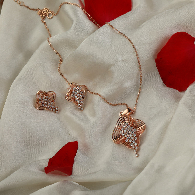 925 Silver Messy Flower Pendant Set