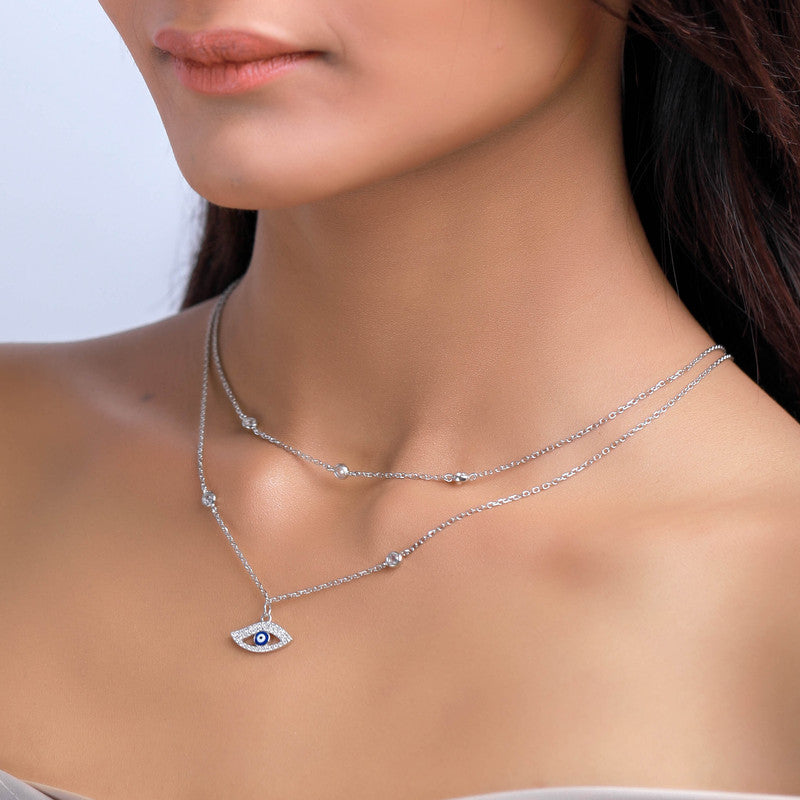 925 Silver Evil Eye layered Necklace