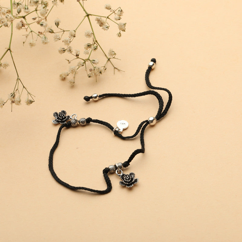 Festive 925 Silver Flower Charm Anklet – Ideal Diwali gift and Navratri silver jewelry