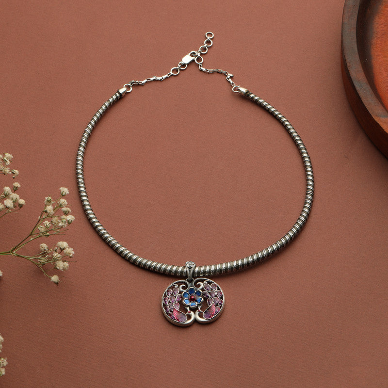 925 Silver Peacock Threadwork Necklace