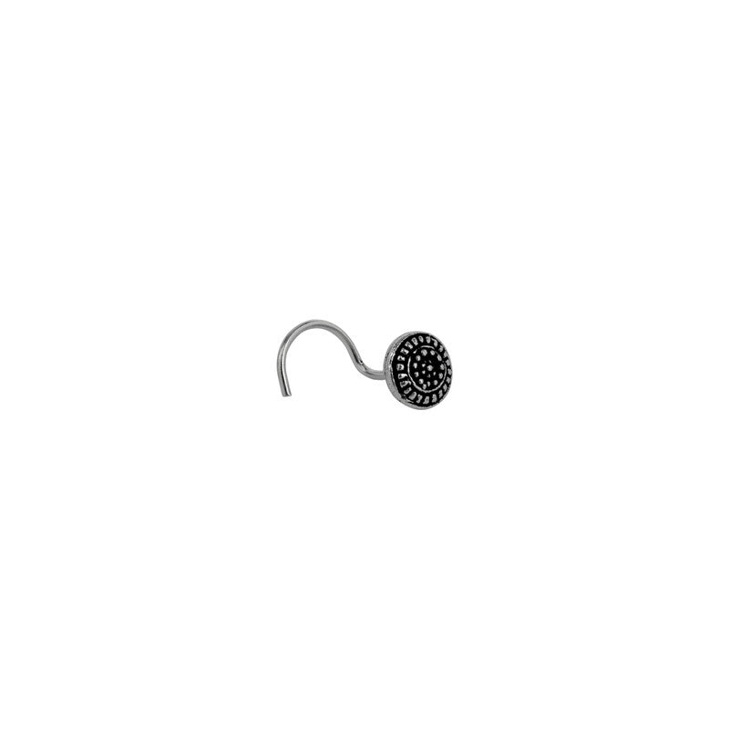 925 Antique Nose Pin on white background – ethnic silver jewellery gift for Diwali