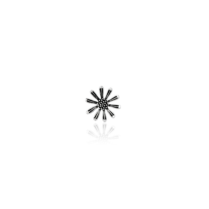 Close-up of 925 Antique Sunflower Nose Pin – traditional oxidised silver jewellery for festivals