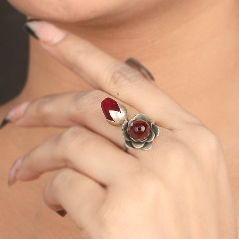 Festive Look with 925 Oxidised Beautiful Adjustable Ring – Perfect Silver Jewellery for Karva Chauth & Diwali