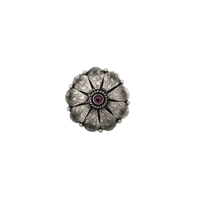925 Oxidised Silver Flower Cocktail Ring – Stylish Jewellery for Navratri, Diwali & Wedding Festivities