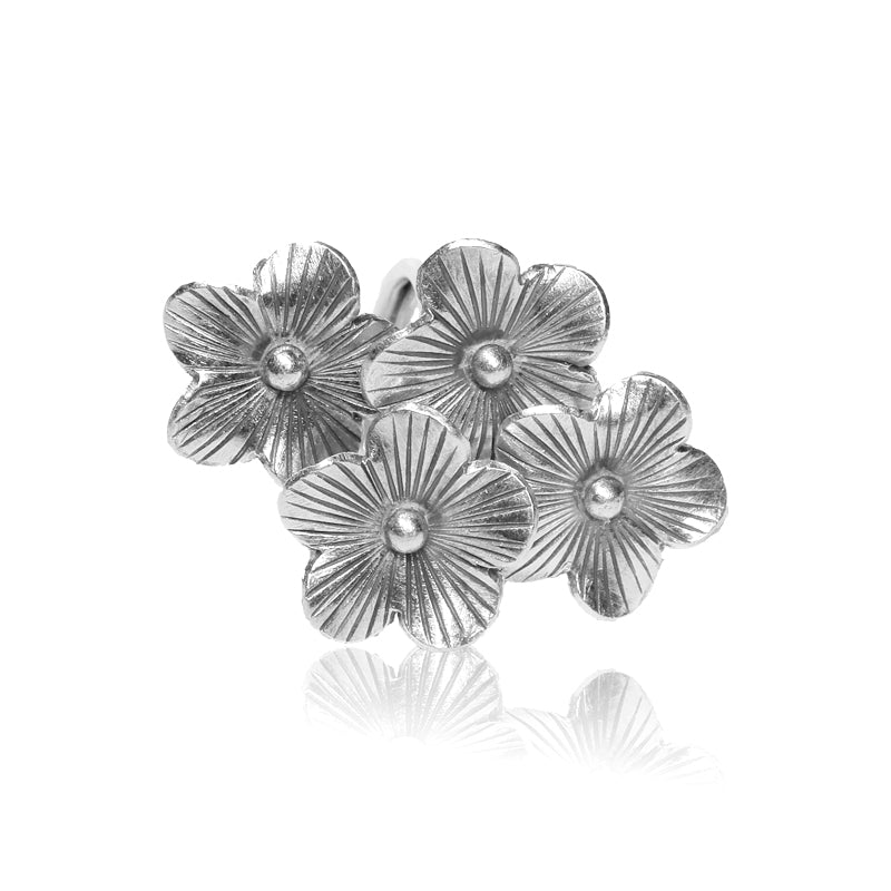 925 Oxidised Four Petal Ring for wedding, festive and ethnic outfits