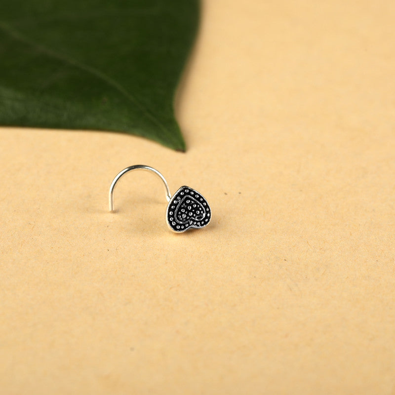 925 Oxidised Heart Nose Pin displayed on festive prop – Raksha Bandhan and Bhai Dooj gift idea