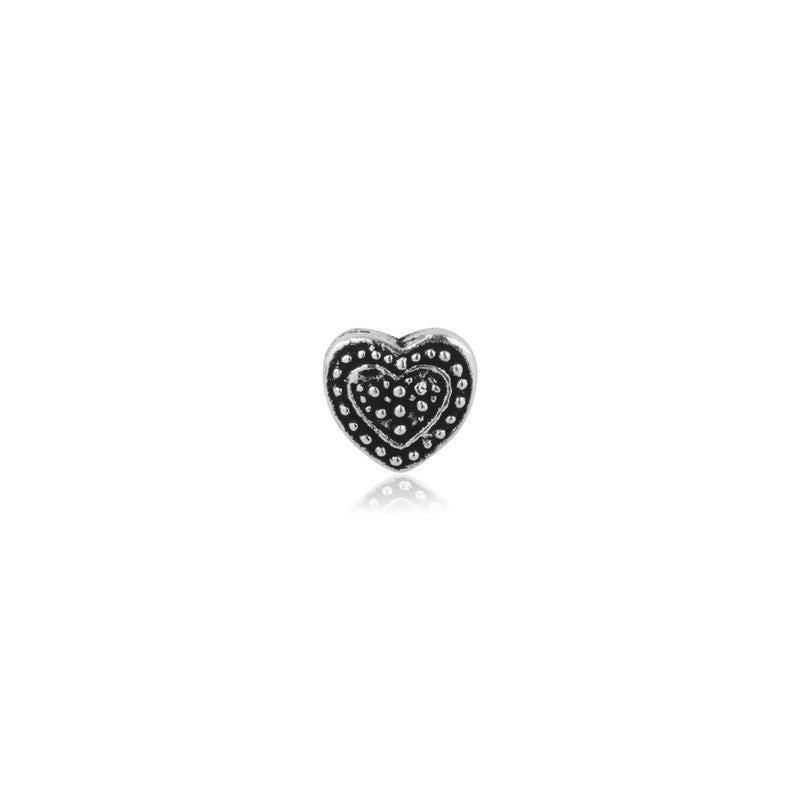 Close-up of 925 Oxidised Heart Nose Pin – traditional silver nose jewellery for festivals