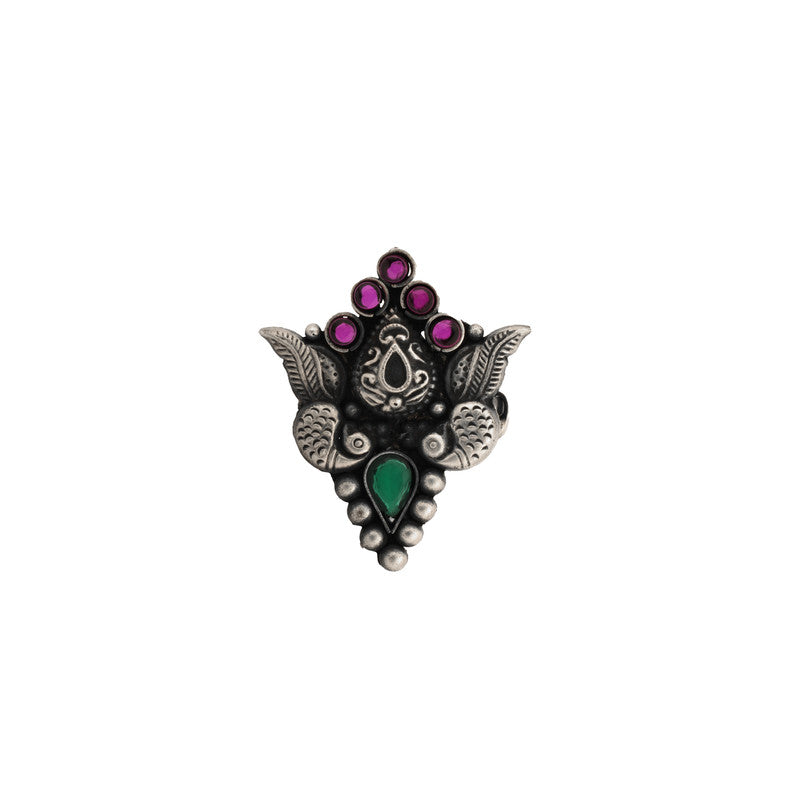 925 Oxidised Silver Peacock Style Ring – Stylish Jewellery for Navratri, Diwali & Wedding Festivities