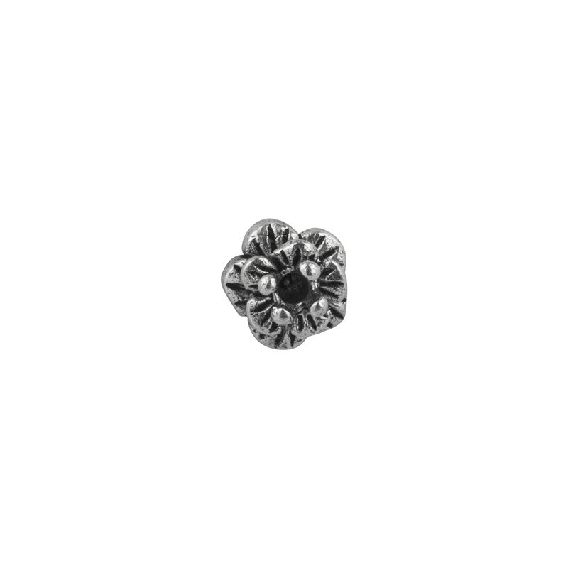 Close-up of 925 Oxidised Rang Nose Pin – traditional silver nose jewellery for festivals