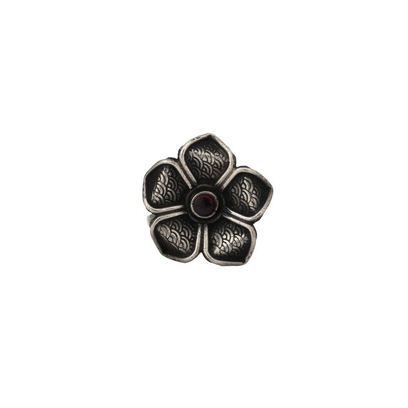 925 Oxidised Silver Petals Antique Ring – Stylish Jewellery for Navratri, Diwali & Wedding Festivities