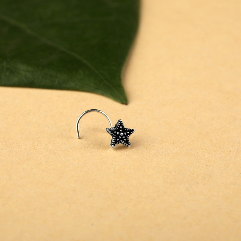 925 Oxidised Star Nose Pin displayed on festive prop – Raksha Bandhan and Bhai Dooj gift idea