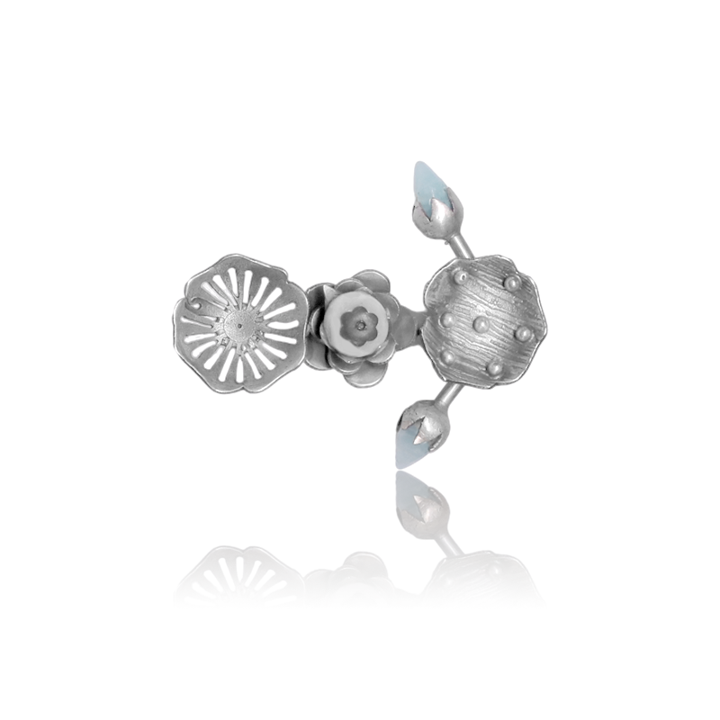 925 Oxidised Silver Flower Bud Ring – Elegant Silver Ring for Navratri, Diwali & Wedding Festivities
