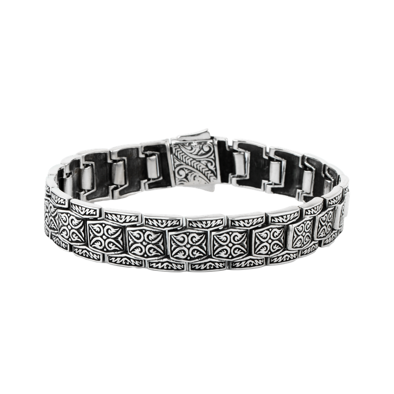 925 Silver Bens Bracelet in Sterling Silver with Heavy Chain Link Design and Closure