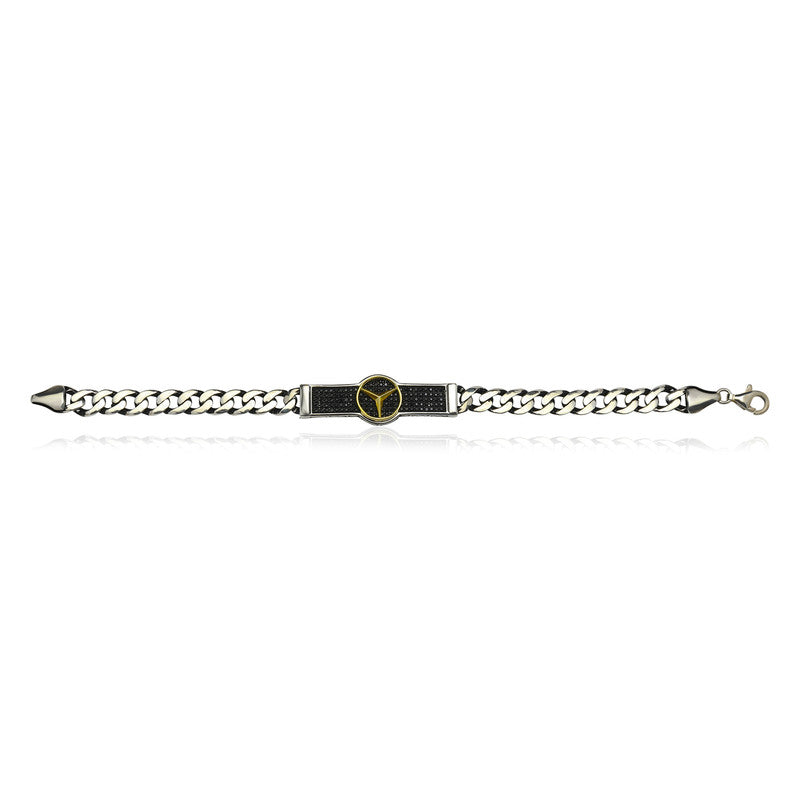 925 Silver Benz Bracelet in Sterling Silver with Secure Clasp and Detailed Chain Links