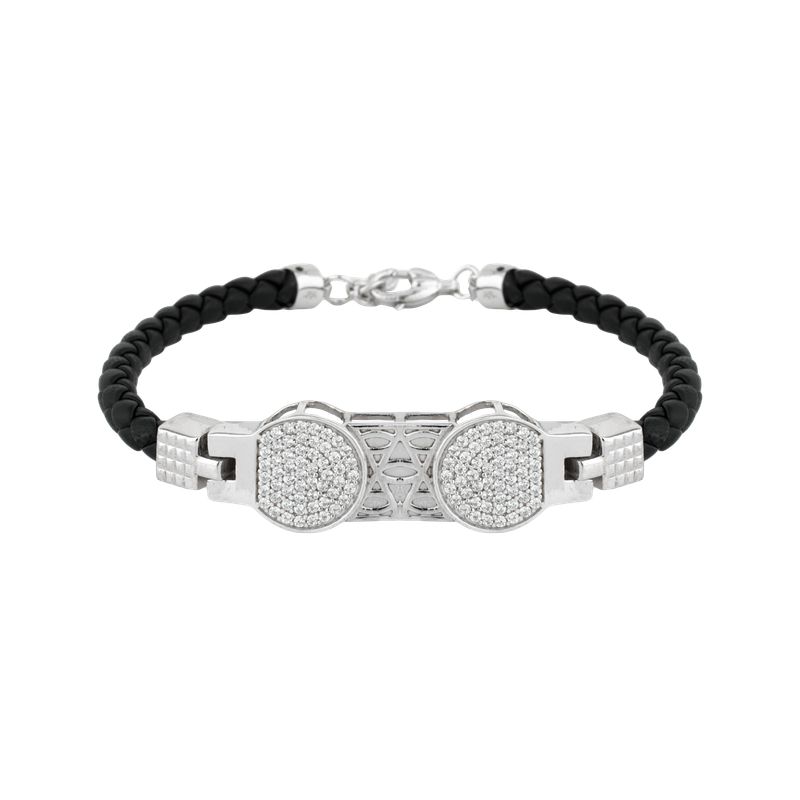 925 Silver Black Braided Bracelet with Sterling Silver Clasp